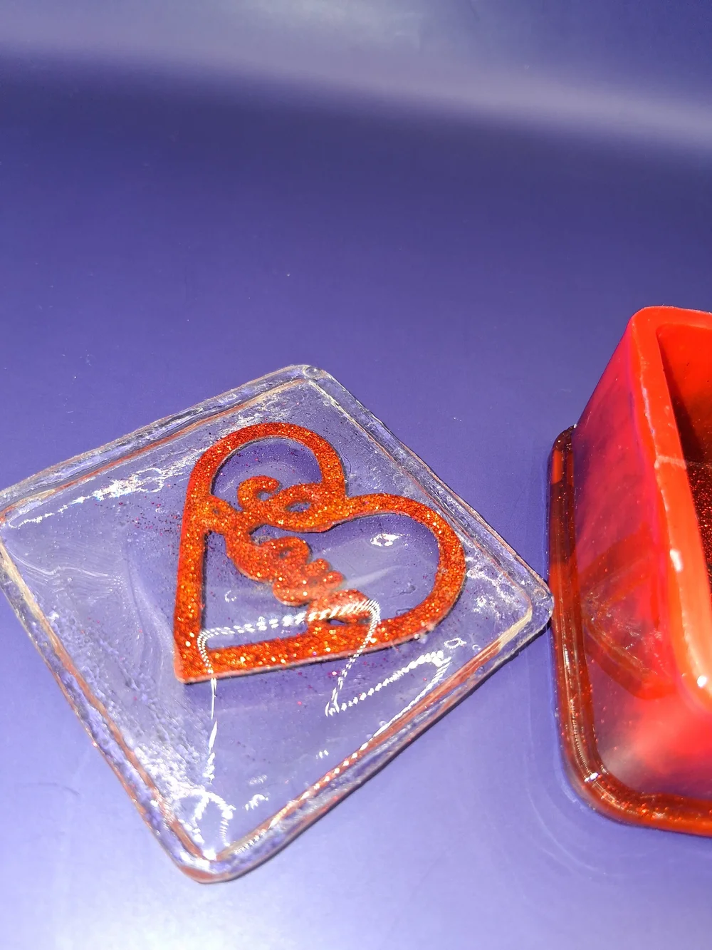 Handmade Red And Black Trinket Box with Heart Motif